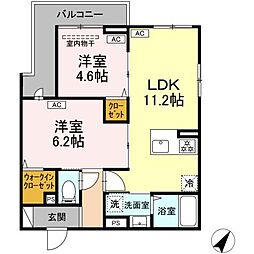セレスティア細田Ｂ 3階2LDKの間取り