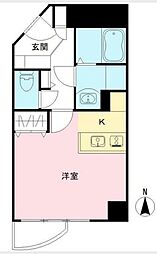 東急東横線 多摩川駅 徒歩3分の賃貸マンション 2階ワンルームの間取り