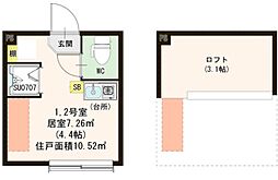 フランチェスカ 2階ワンルームの間取り