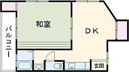 水野ビル 2階1DKの間取り