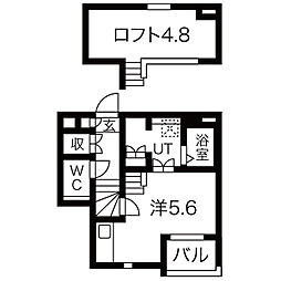 ランドスクエア上飯田 1階1DKの間取り