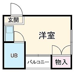 b’CASA船橋滝不動re-born 3階ワンルームの間取り