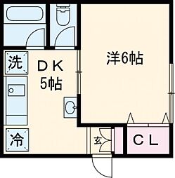 ギャラリーハウス 2階1Kの間取り