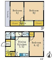 北区東十条6丁目貸戸建 1階3Kの間取り