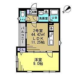 グランメゾン南流山 3階1LDKの間取り