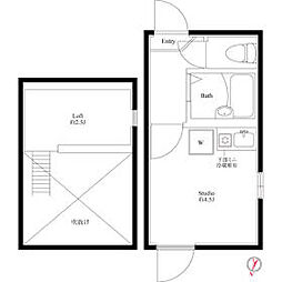 ブリリアント北千住 3階ワンルームの間取り