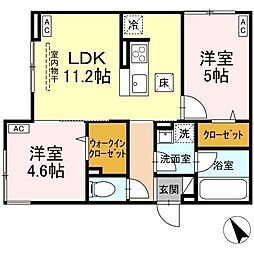 Asset-Court元横山町 1階1LDKの間取り