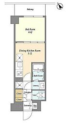 京王線 西調布駅 徒歩8分の賃貸マンション 4階1DKの間取り