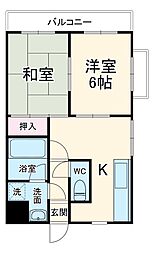 クリオ上大岡伍番館 3階2DKの間取り