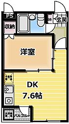 ロイヤルハイムI 2階1DKの間取り
