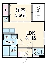 仮）西ノ京冷泉町 1階1LDKの間取り