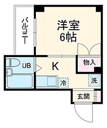 ホームコア87 3階1Kの間取り