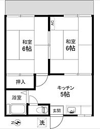 もみの木ハウス 1階2Kの間取り