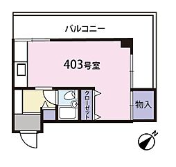 アパルトマンII 4階ワンルームの間取り
