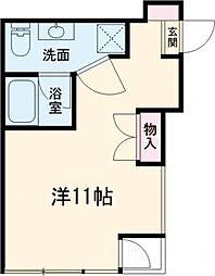 アルジェント庵 2階ワンルームの間取り