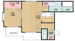 ベルデ東府中 2階1LDKの間取り