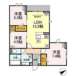 Ｃａｌｍｅ　Ｖｉｌｌｅ 1階3LDKの間取り