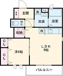 フィカーサ石神井町 201 2階1LDKの間取り