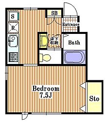 パインハウス 1階1Kの間取り