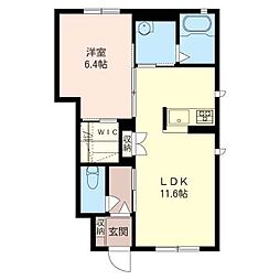 ポナールB 1階1LDKの間取り