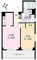 マーベラス早稲田鶴巻町 1階1LDKの間取り
