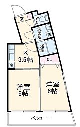 スターダスト柿生 301 3階1Kの間取り