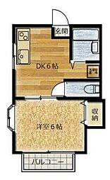 ハイツやよい 1階1DKの間取り