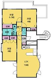 フラッツ都立大 3F 3階3LDKの間取り