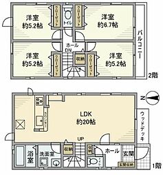 高ヶ坂戸建 1階4LDKの間取り