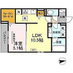 D-ASTRO 1階1LDKの間取り