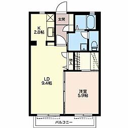 アルテシア 2階1LDKの間取り