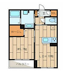 サンモージュ 3階1LDKの間取り