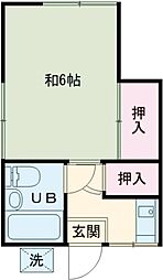 宮前荘 2階1Kの間取り