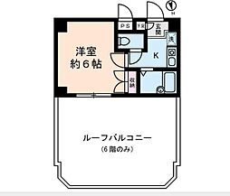 アセンズシティ2 6階1Kの間取り