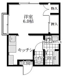 コンフォート赤羽 2階1Kの間取り