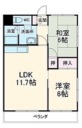 レジデンシアNOV 3階2LDKの間取り
