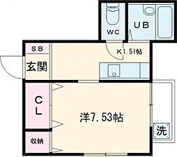 メゾン南小岩7 1階1Kの間取り