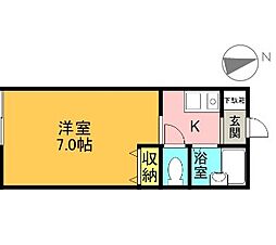 コーポM&I　2号棟 1階1Kの間取り