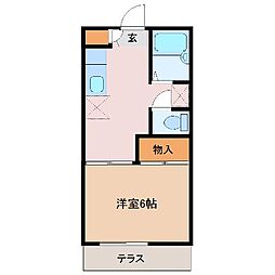 コーポエトワール 1階1Kの間取り