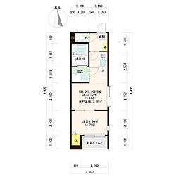 Blue Rise 1階1DKの間取り
