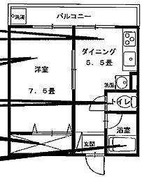 京王線 つつじヶ丘駅 徒歩17分の賃貸アパート 1階1DKの間取り