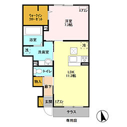 東武伊勢崎線 茂林寺前駅 徒歩31分の賃貸アパート 1階1LDKの間取り