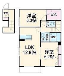 アヴァール妙典 2階2LDKの間取り