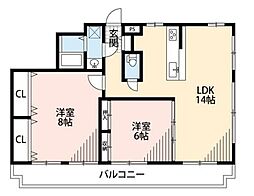 グリーンコート 2階1SKの間取り