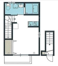 ハーモニックプレイス 0205 2階ワンルームの間取り