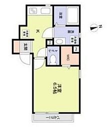 フォルトゥーナ旗の台 2階1Kの間取り