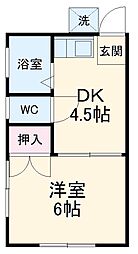 第二松風荘 2階1DKの間取り