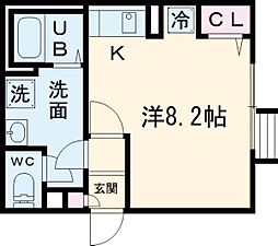 イクシオ六月 101 1階ワンルームの間取り