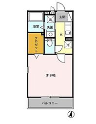 ルシェッロ 1階1Kの間取り