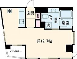 Casa TBQ 2階ワンルームの間取り